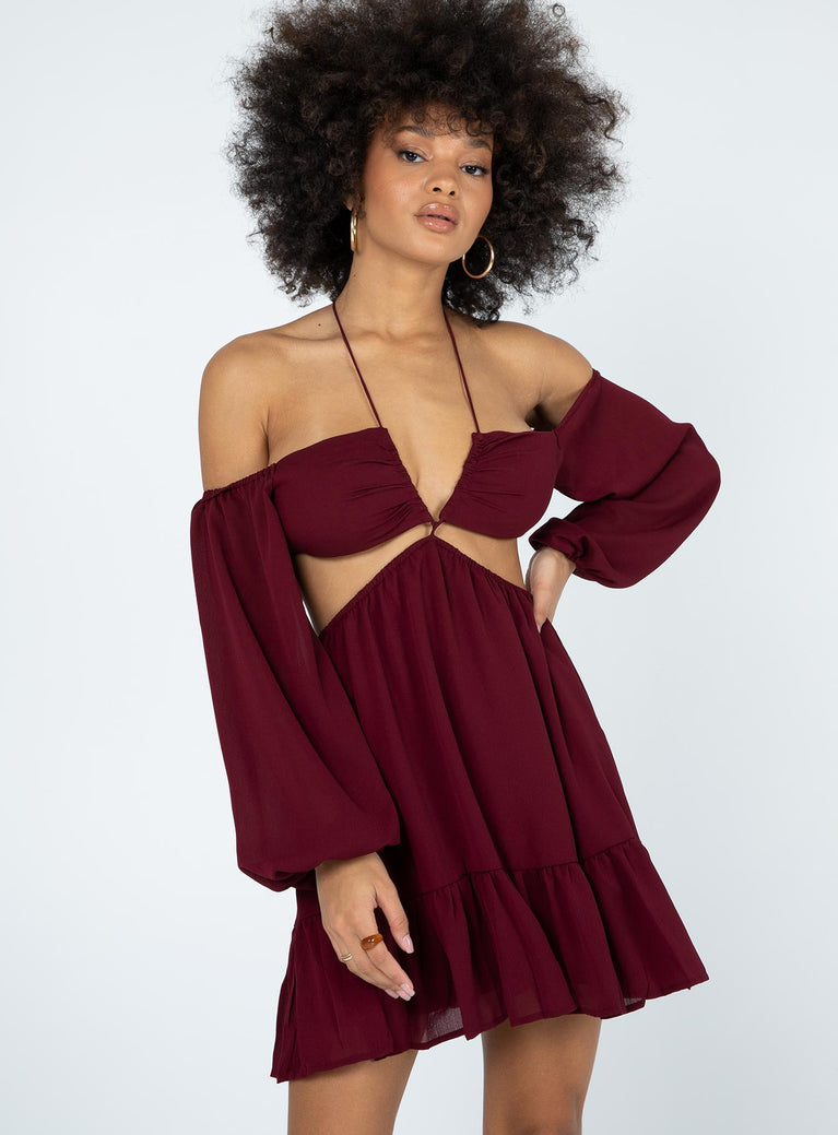 Natasha Mini Dress Burgundy